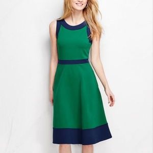 Lands' End Women's Kelly Green Navy Blue A Line Po